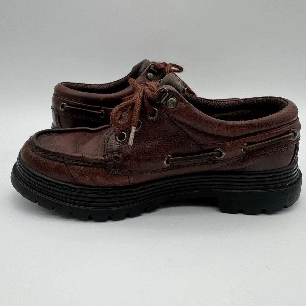 Timberland Men’s 8M Brown Authentic Handsewn 3 Eye Lug Sole Boat Shoes 63063
